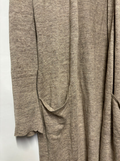 Eileen Fisher Taupe Linen Longline Cardigan Medium