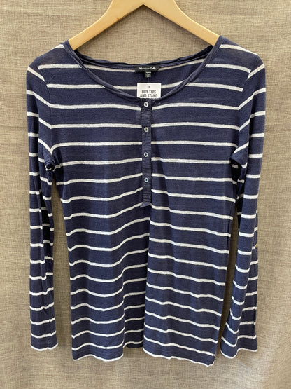 Massimo Dutti Navy Stripe Long Sleeve T Shirt Top Small