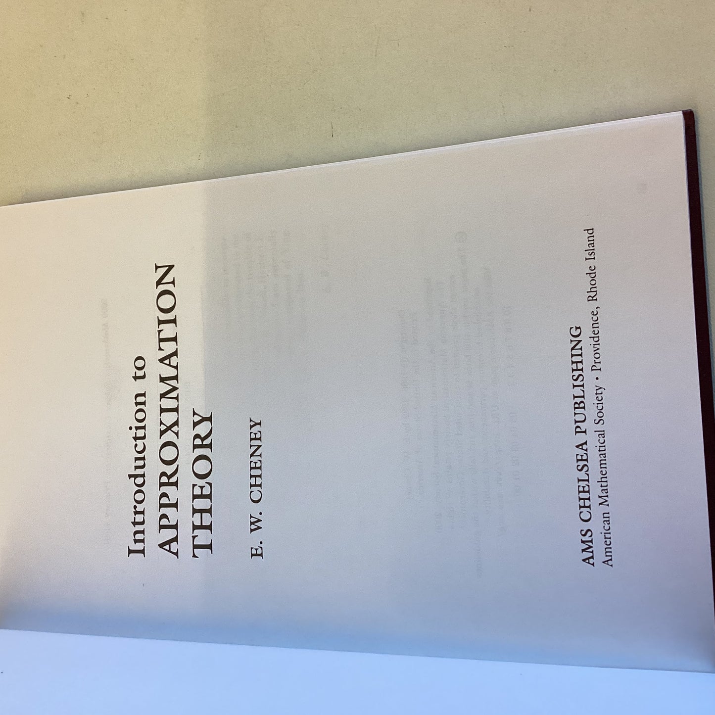 Introduction To Approximation Theory E W Cheney