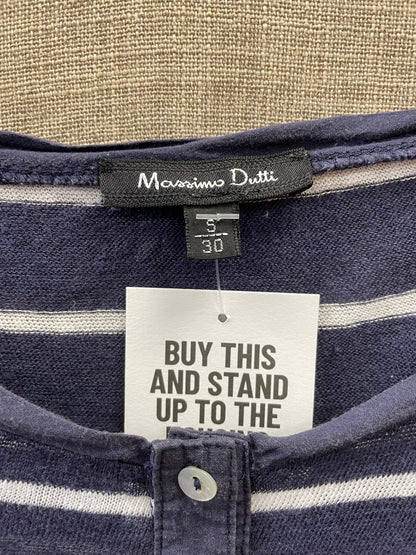 Massimo Dutti Navy Stripe Long Sleeve T Shirt Top Small