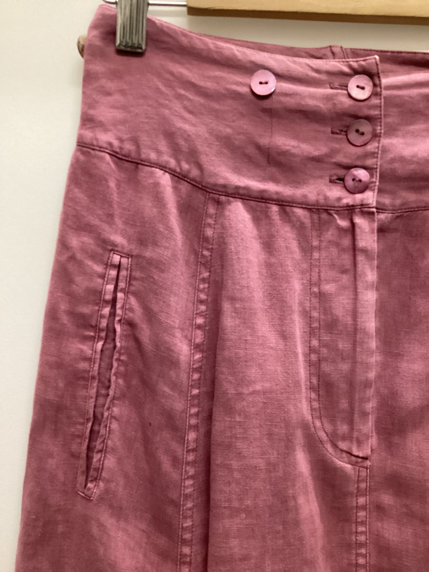 Armand Ventilo 100% Linen Pink Skirt with Pockets Size 38 (S)