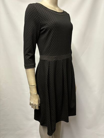 Max Studio Black Ribbed Polka Dot Dress Small