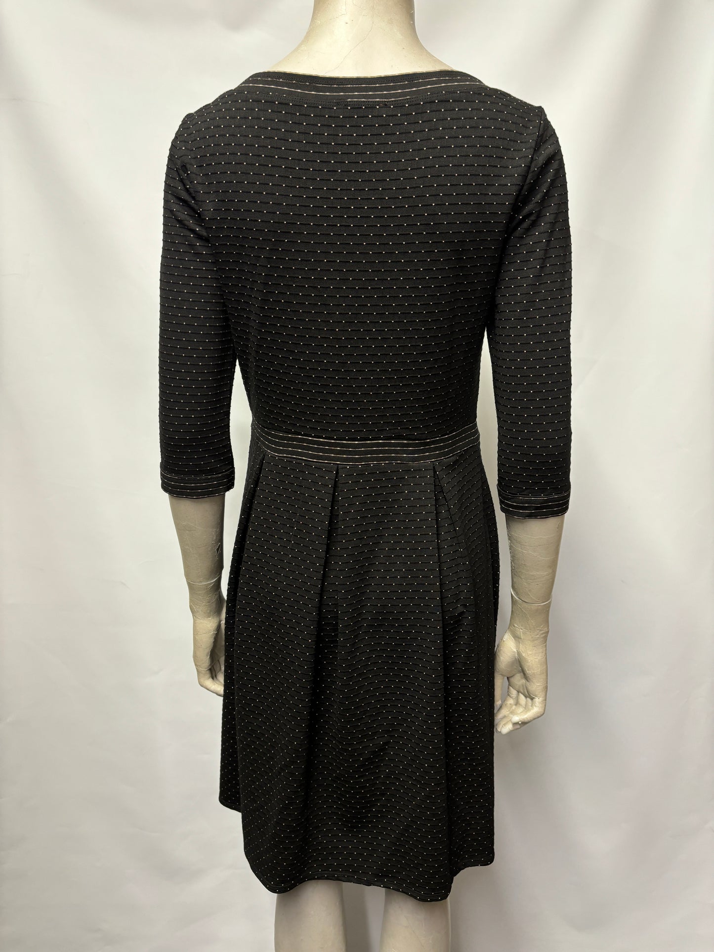 Max Studio Black Ribbed Polka Dot Dress Small