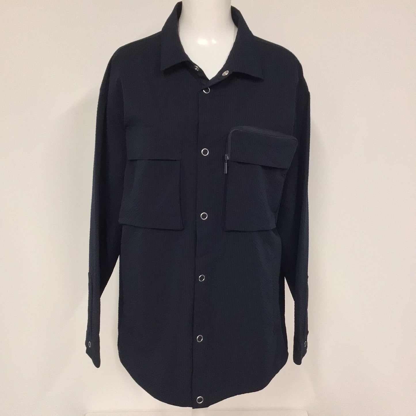 AX Armani Exchange Navy Blue Seersucker Overshirt Size XL