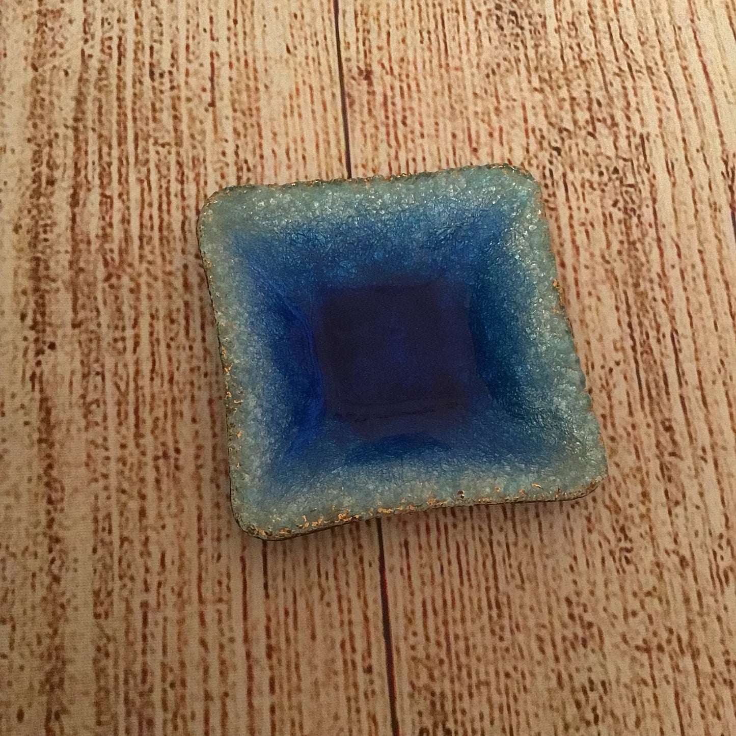 Les Emaux d’Art Dugan & Christel Limoges Blue Fused Glass & Copper Dish