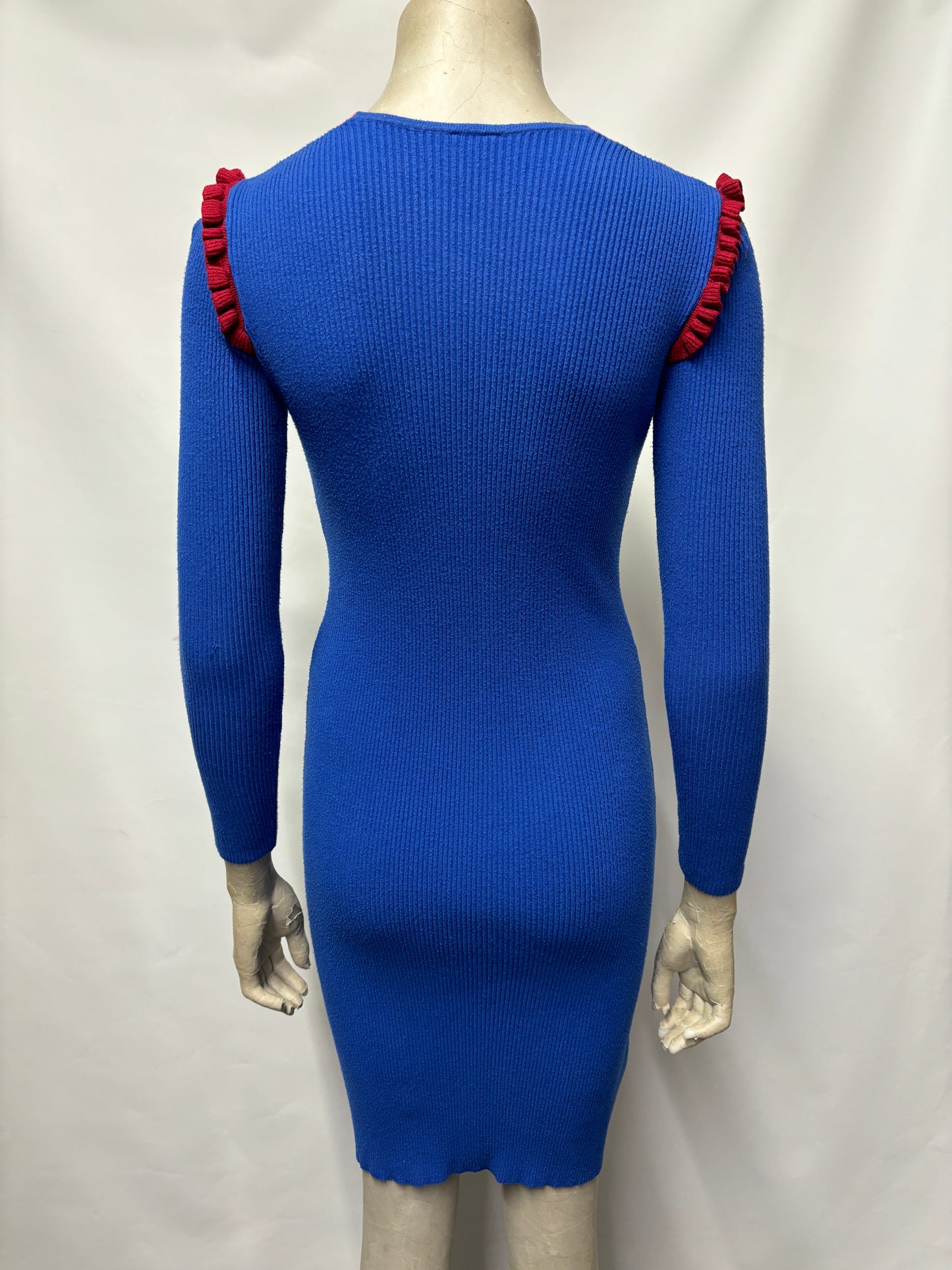 Pinko Blue Knit Ribbed Dress Small