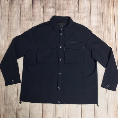 AX Armani Exchange Navy Blue Seersucker Overshirt Size XL