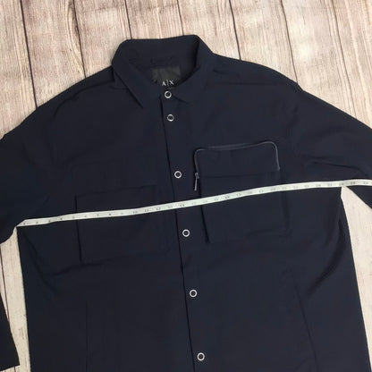 AX Armani Exchange Navy Blue Seersucker Overshirt Size XL