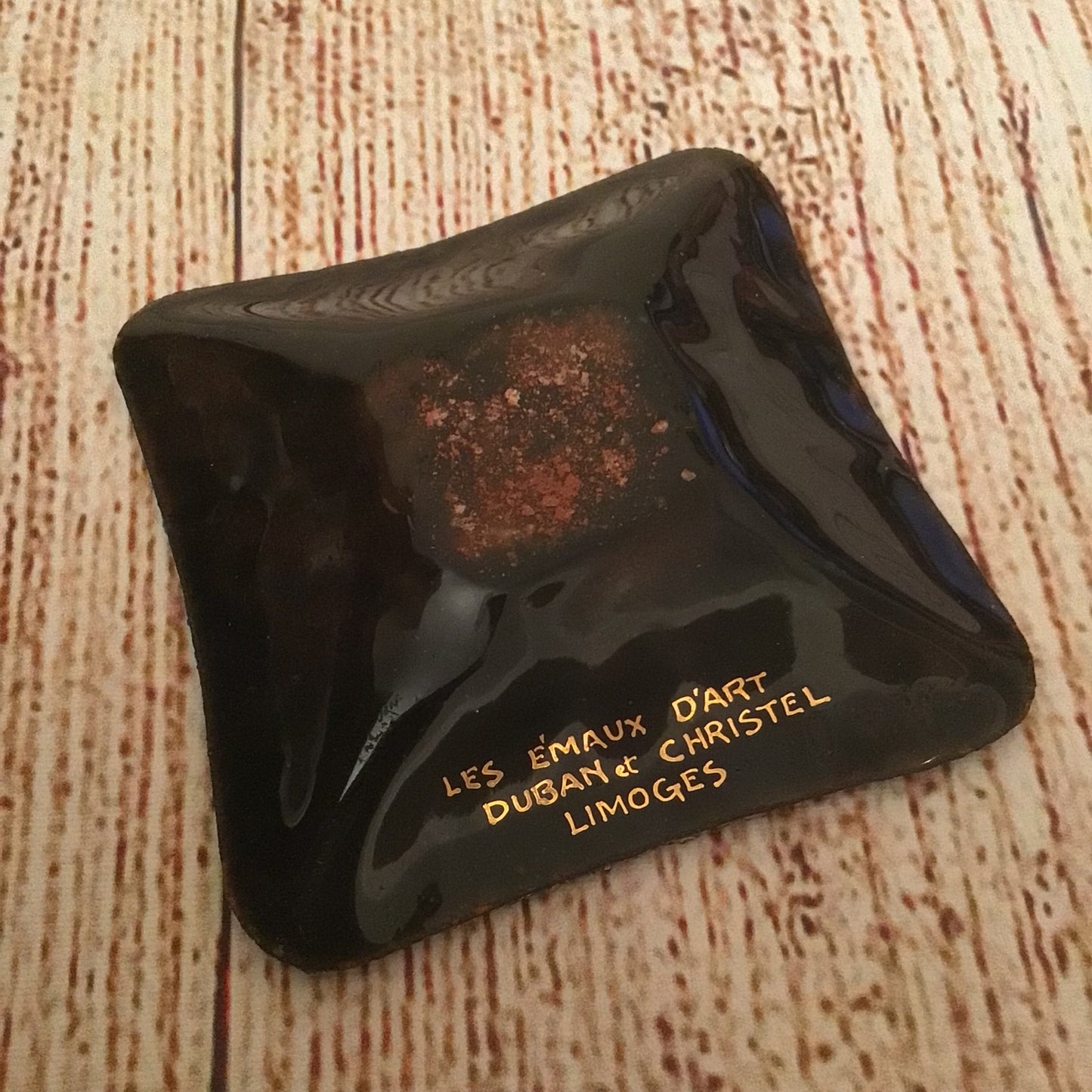 Les Emaux d’Art Dugan & Christel Limoges Blue Fused Glass & Copper Dish