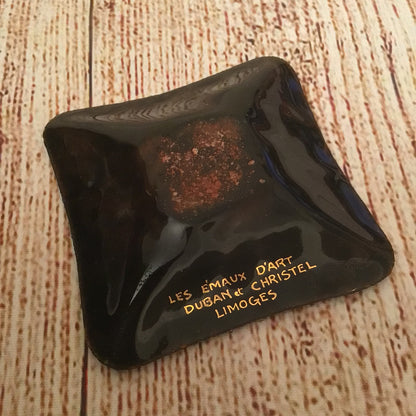 Les Emaux d’Art Dugan & Christel Limoges Blue Fused Glass & Copper Dish