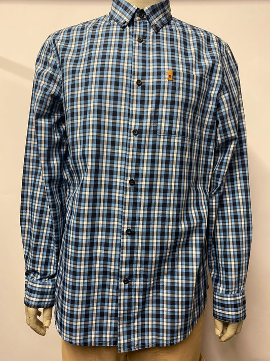 Fjall Raven Blue Check Comfort Fit Ovik Button Down Shirt Large