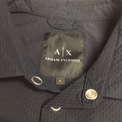 AX Armani Exchange Navy Blue Seersucker Overshirt Size XL