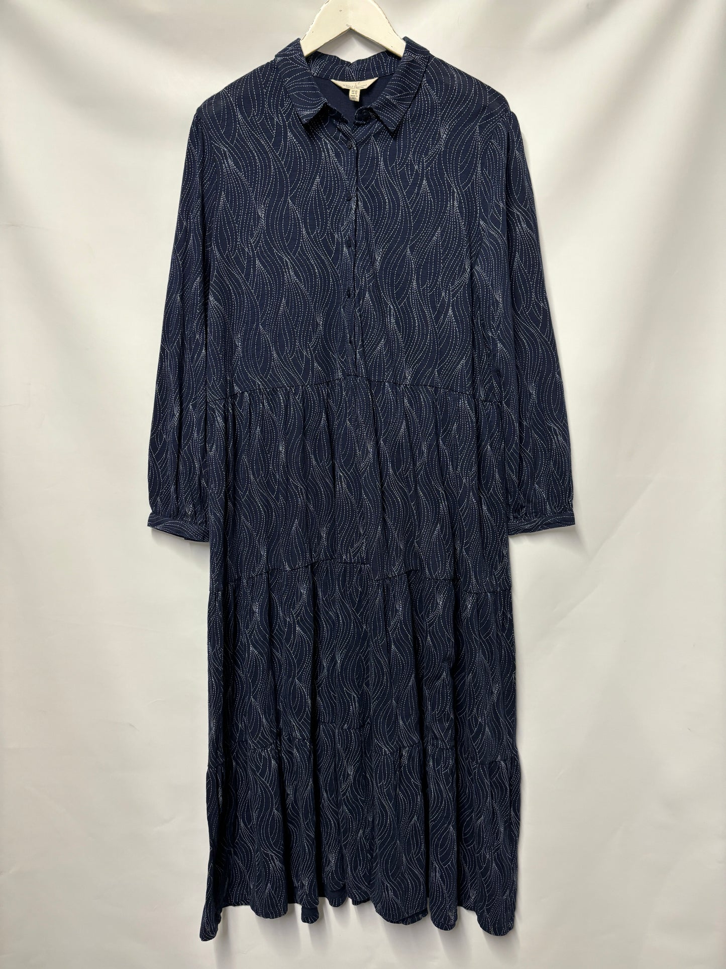 Seasalt Cornwall Navy Tiered Long Sleeved Maxi Dress 16