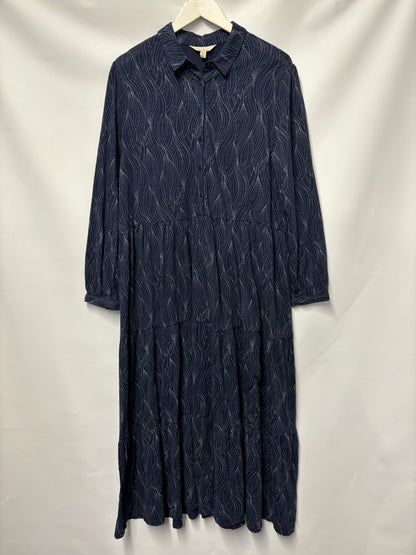 Seasalt Cornwall Navy Tiered Long Sleeved Maxi Dress 16