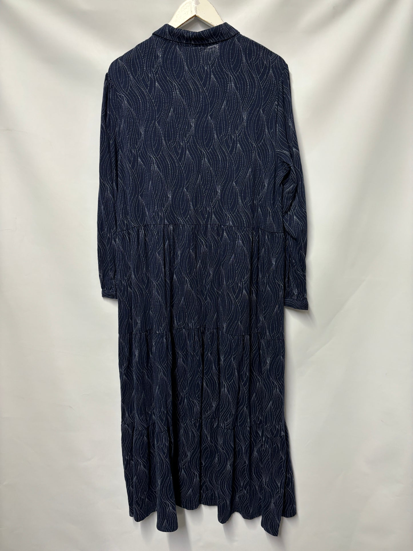 Seasalt Cornwall Navy Tiered Long Sleeved Maxi Dress 16