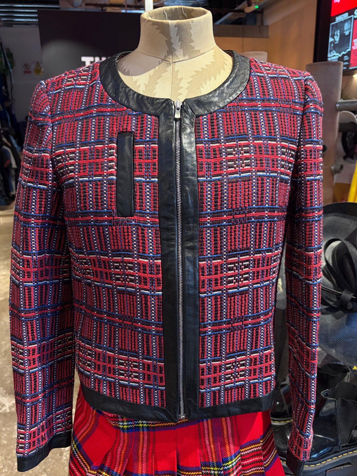 Claudie Pierlot Plaid Tweed Jacket Size 8 / S