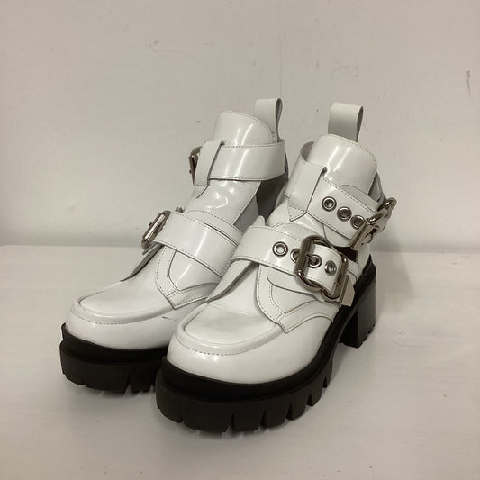 Jeffrey Campbell White Leather Drifter Buckle Boots Size 5