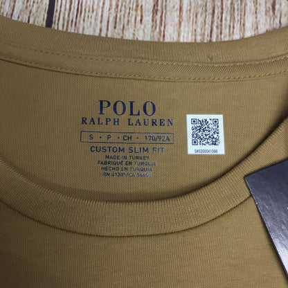 BNWT Polo Ralph Lauren Tan Brown Slim Fit T Shirt Size S