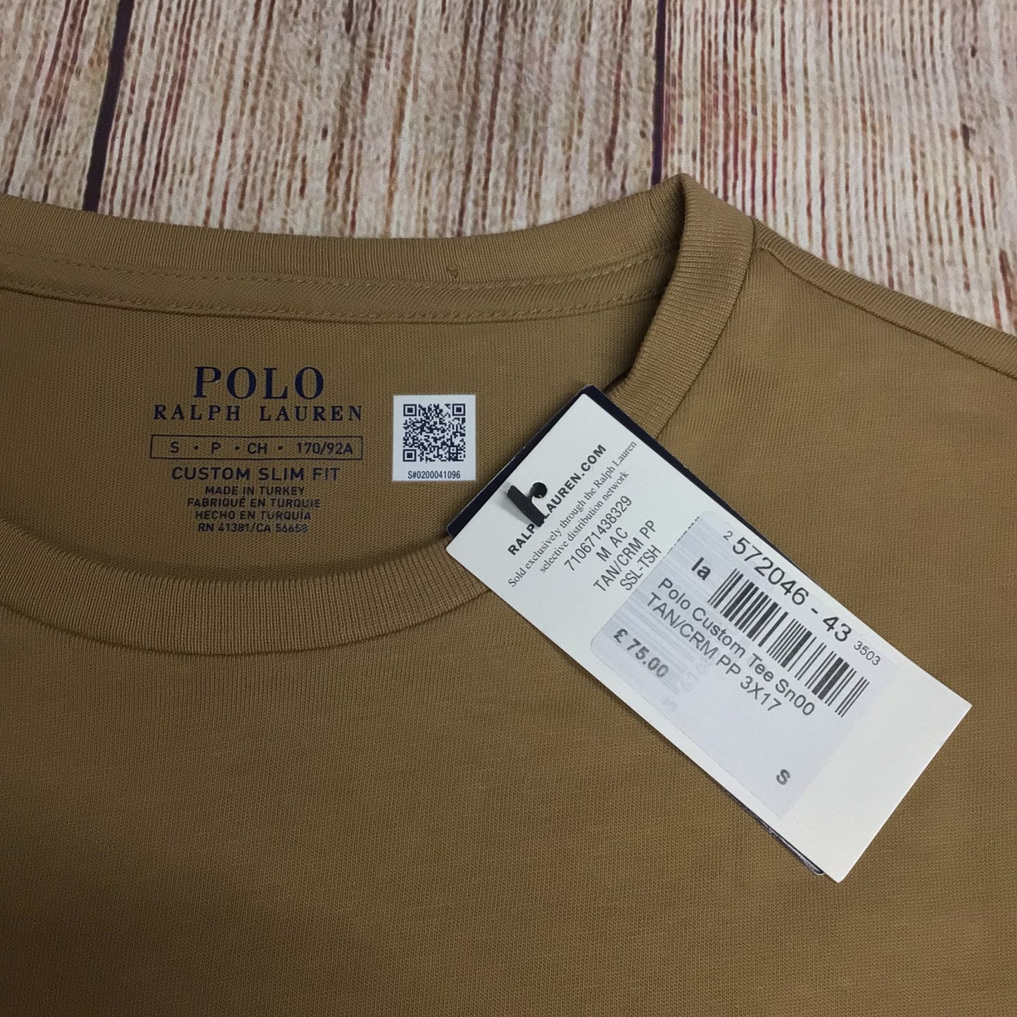 BNWT Polo Ralph Lauren Tan Brown Slim Fit T Shirt Size S