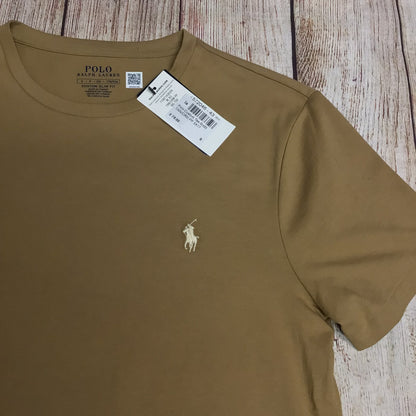 BNWT Polo Ralph Lauren Tan Brown Slim Fit T Shirt Size S