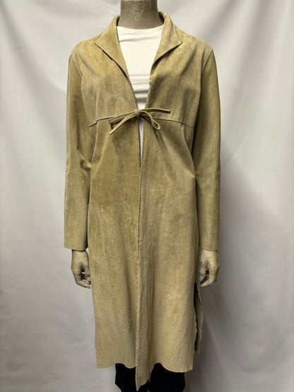 Anna Vintage Beige Real Suede Duster Coat Small