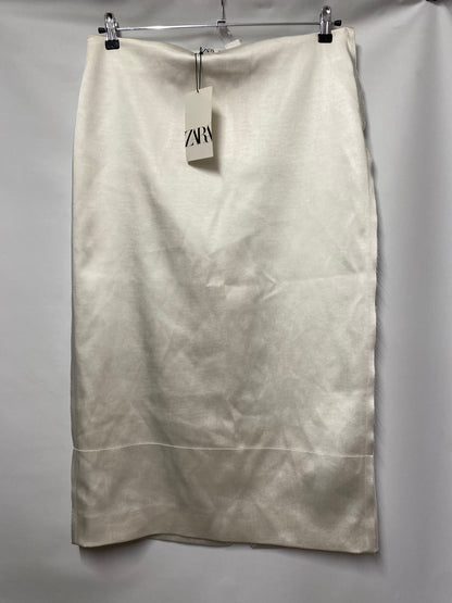 Zara White Satin Skirt Large BNWT