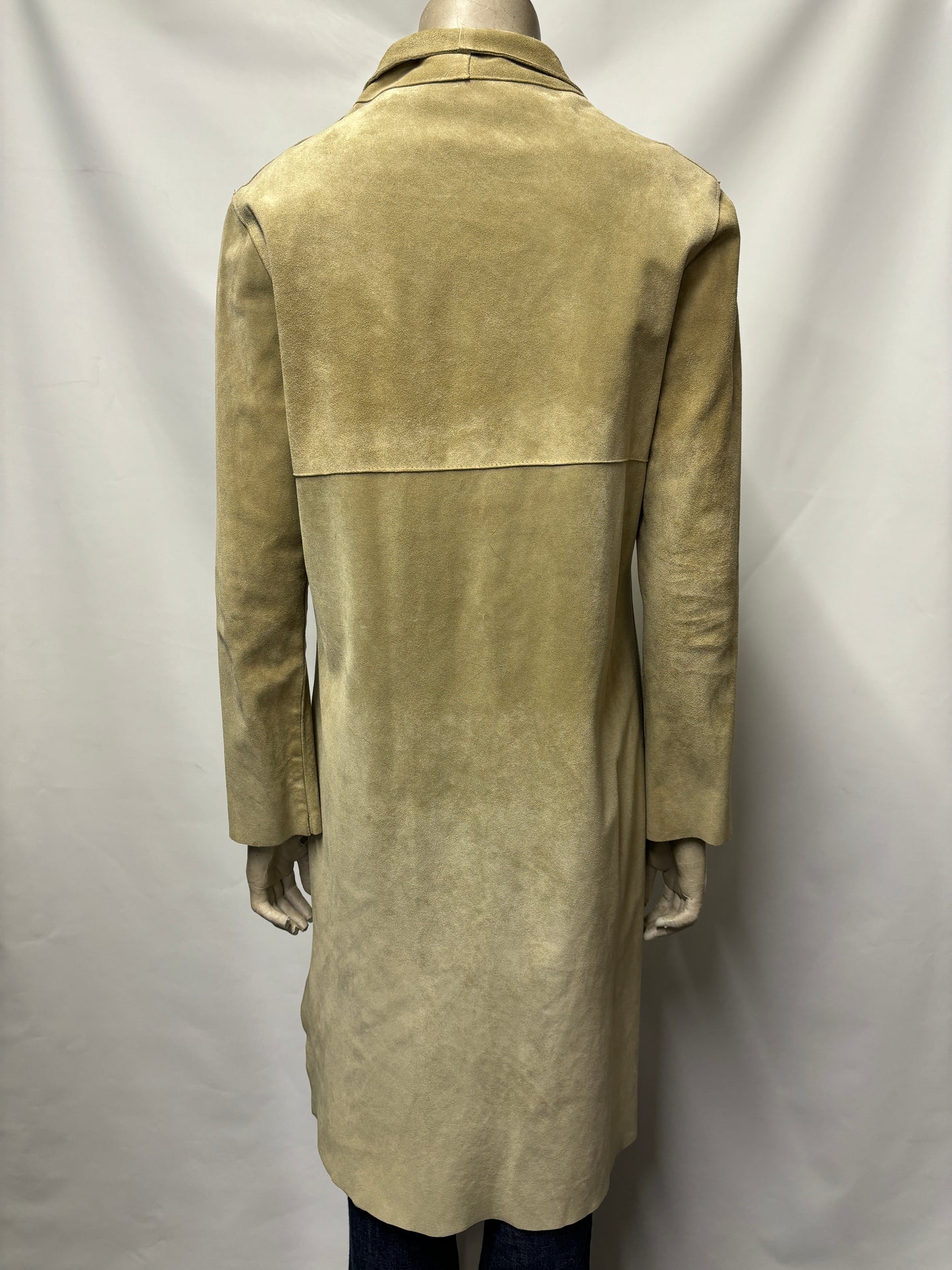 Anna Vintage Beige Real Suede Duster Coat Small