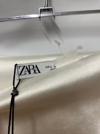 Zara White Satin Skirt Large BNWT