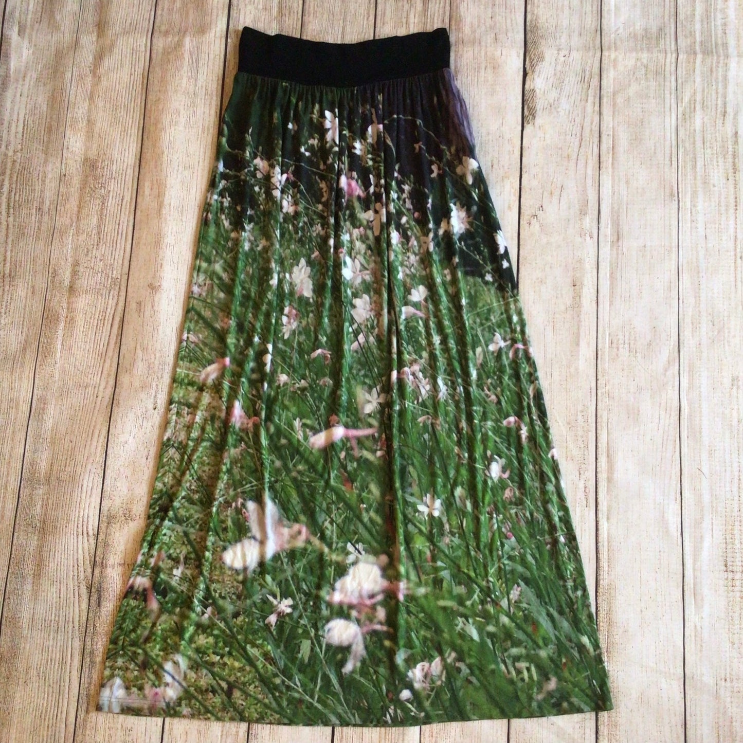 Agnès B. Green Garden Grass Photoprint Long Skirt Size 8 UK (size 1 on label)