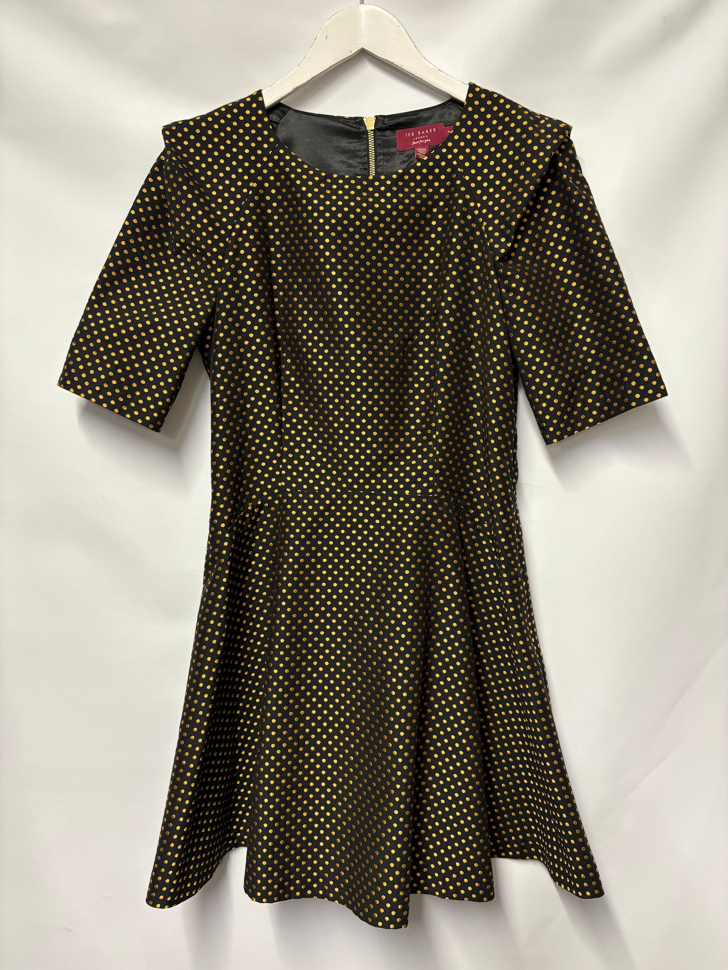 Ted Baker Black and Gold Polka Dot A-line Occasion Dress 3