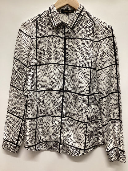 Jaeger 100% Silk Black and White Shirt Size 8
