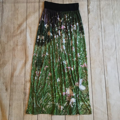Agnès B. Green Garden Grass Photoprint Long Skirt Size 8 UK (size 1 on label)