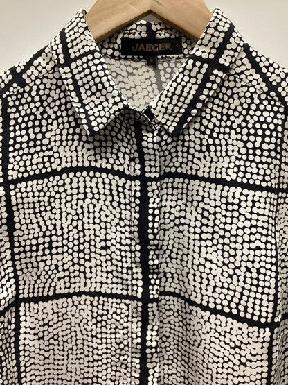 Jaeger 100% Silk Black and White Shirt Size 8