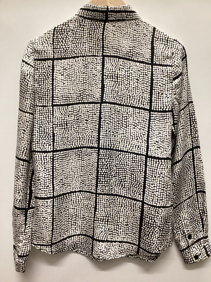 Jaeger 100% Silk Black and White Shirt Size 8