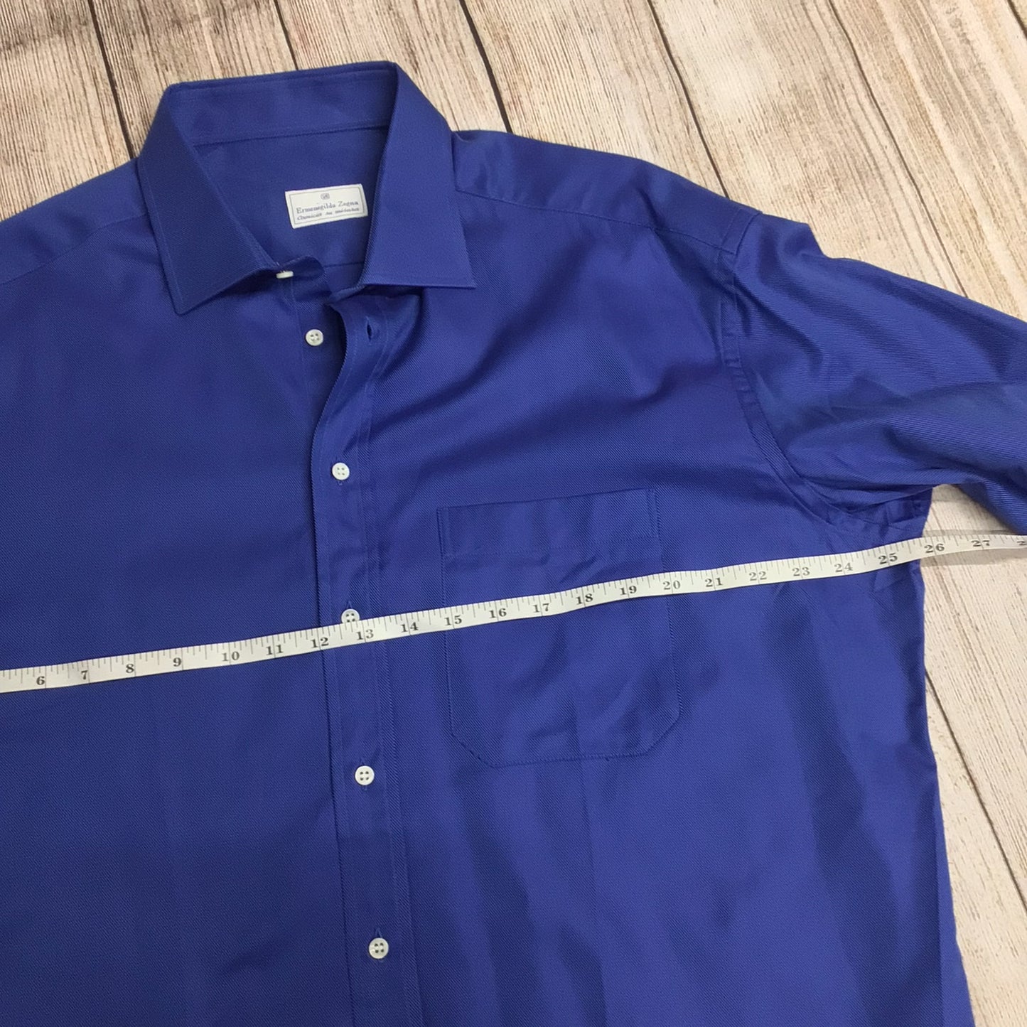 BNWOT Ermenegildo Zegna Royal Blue Shirt 100% Cotton Size XL