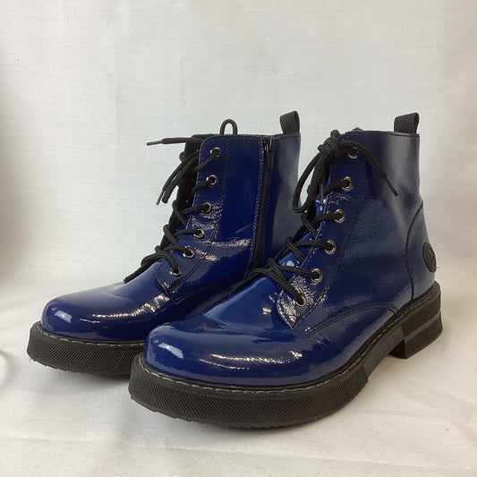 Reiker Blue Lace Up Boots w/ Side Zip Size 7