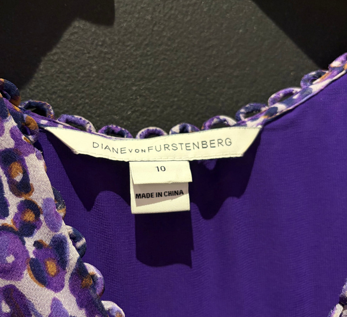 Diane Von Furstenberg Purple Silk Blouse Dress, Size 10