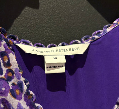 Diane Von Furstenberg Purple Silk Blouse Dress, Size 10