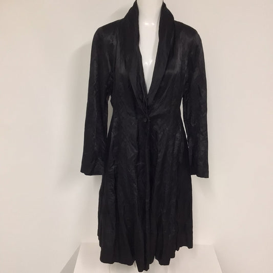 Eileen Fisher Black Silk & Cotton Blend Coat Size M