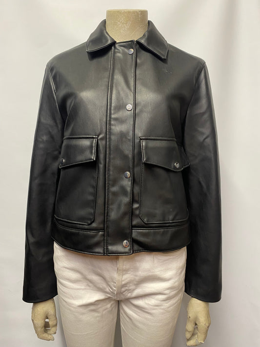 Zara Black Faux Leather Jacket Small