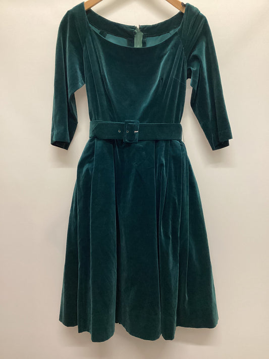 Vintage Green Velvet Belted Dress