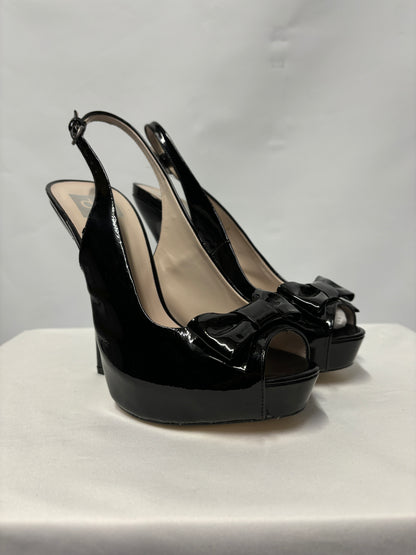 Dolce Vita Black Patent Leather Slingback Peep Toe Platform Heels 7