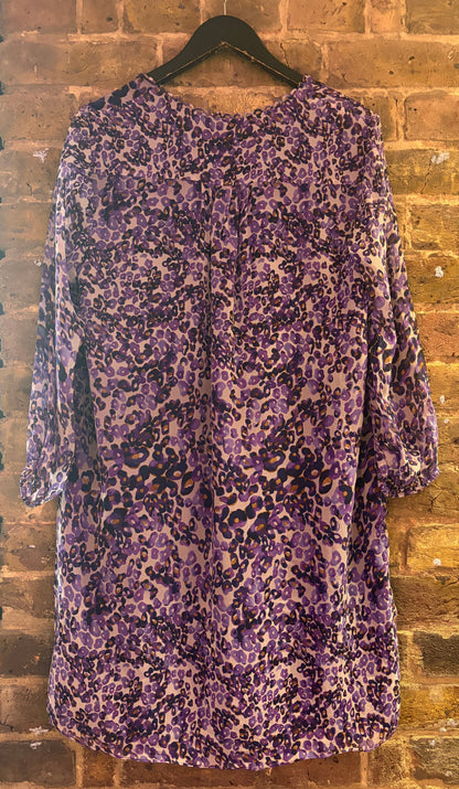 Diane Von Furstenberg Purple Silk Blouse Dress, Size 10