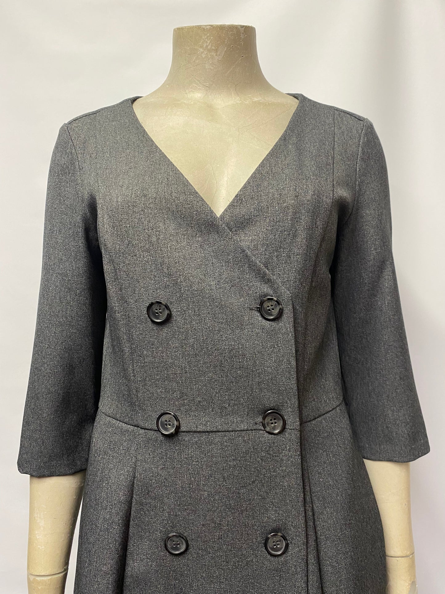 Mango Grey Short Sleeve Blazer A-line Dress Small