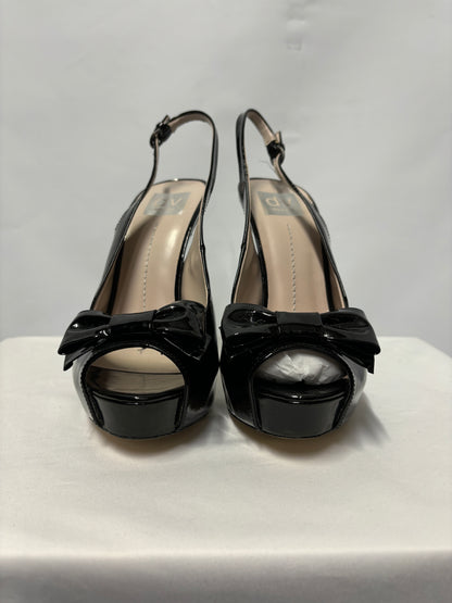 Dolce Vita Black Patent Leather Slingback Peep Toe Platform Heels 7