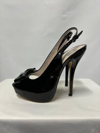 Dolce Vita Black Patent Leather Slingback Peep Toe Platform Heels 7