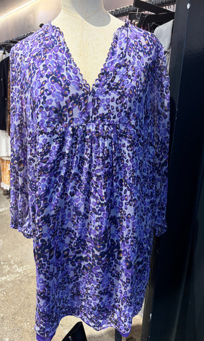 Diane Von Furstenberg Purple Silk Blouse Dress, Size 10
