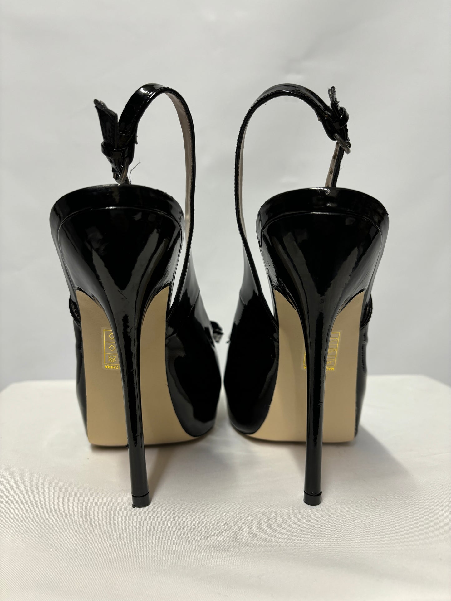 Dolce Vita Black Patent Leather Slingback Peep Toe Platform Heels 7