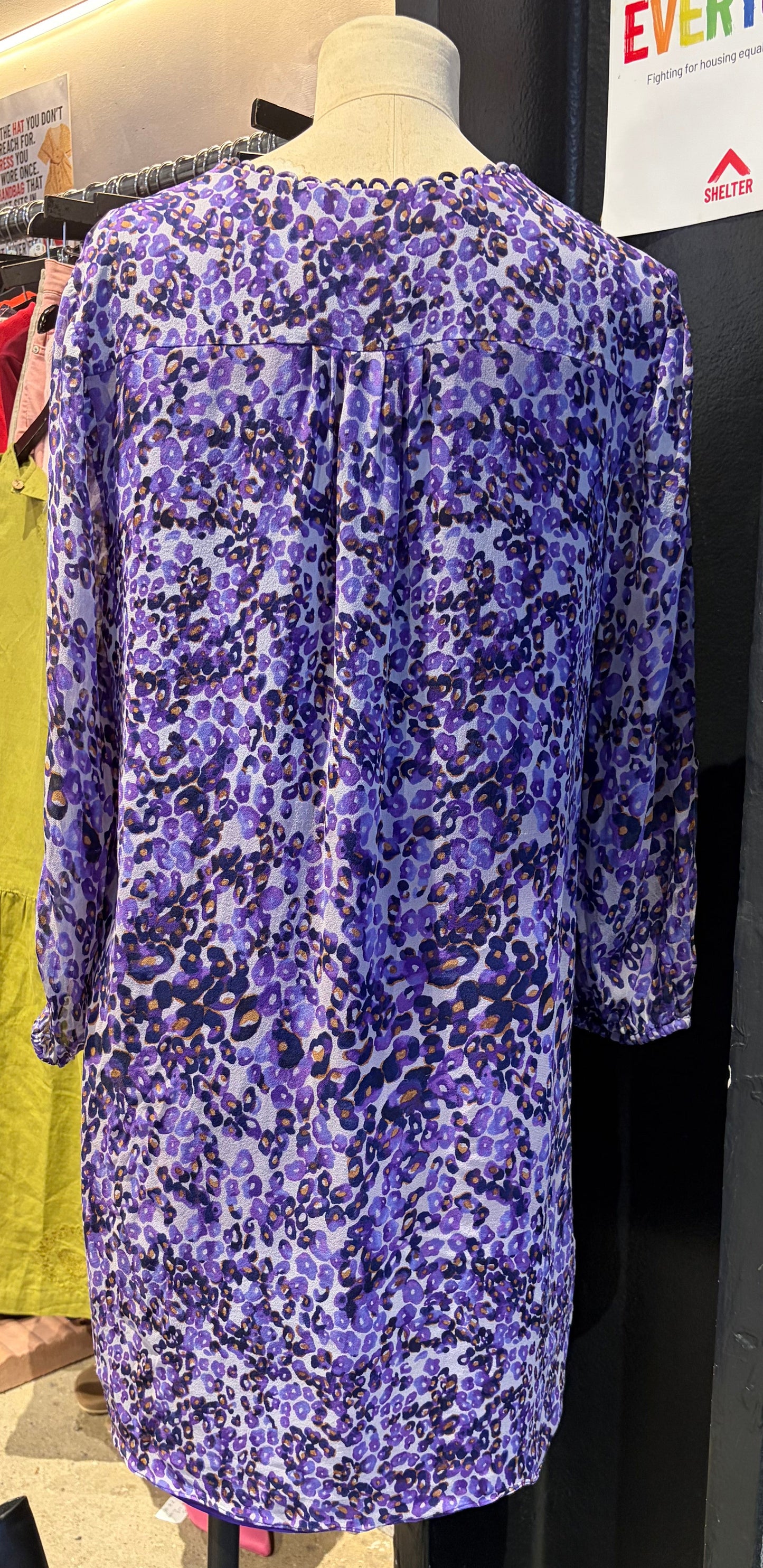 Diane Von Furstenberg Purple Silk Blouse Dress, Size 10