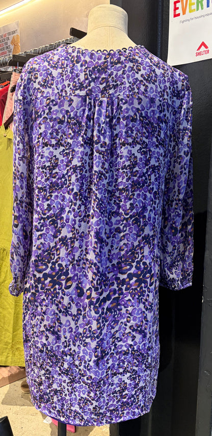 Diane Von Furstenberg Purple Silk Blouse Dress, Size 10